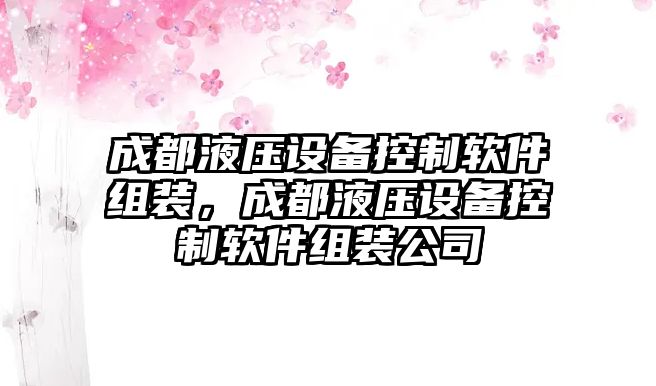 成都液壓設備控制軟件組裝，成都液壓設備控制軟件組裝公司