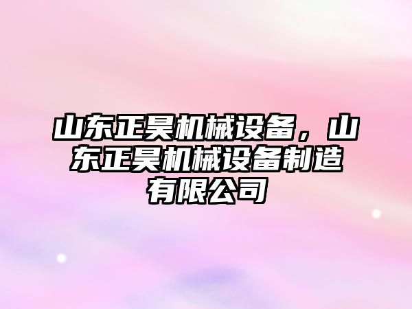 山東正昊機械設備，山東正昊機械設備制造有限公司