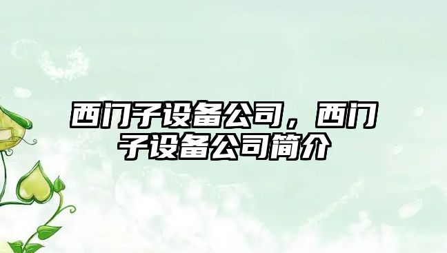 西門(mén)子設備公司，西門(mén)子設備公司簡(jiǎn)介