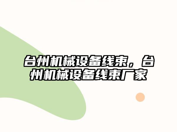 臺州機械設備線(xiàn)束，臺州機械設備線(xiàn)束廠(chǎng)家