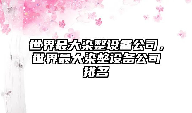 世界最大染整設備公司，世界最大染整設備公司排名