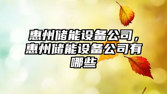 惠州儲能設備公司，惠州儲能設備公司有哪些
