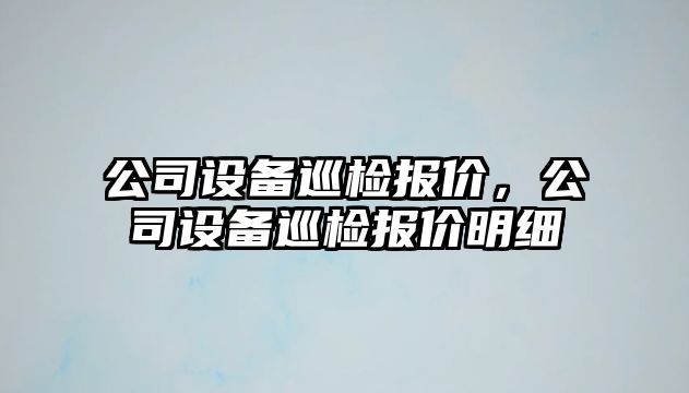 公司設備巡檢報價(jià)，公司設備巡檢報價(jià)明細