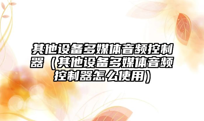 其他設備多媒體音頻控制器（其他設備多媒體音頻控制器怎么使用）
