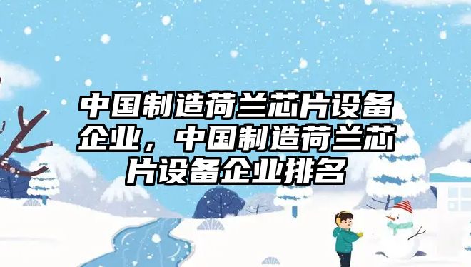 中國制造荷蘭芯片設備企業(yè)，中國制造荷蘭芯片設備企業(yè)排名