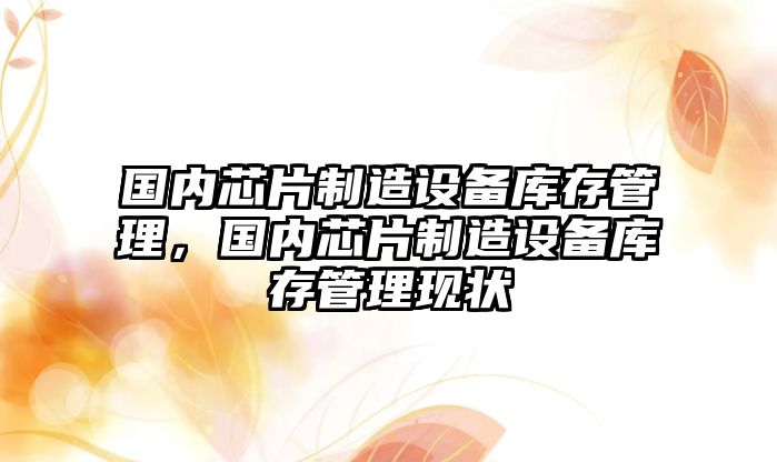 國內芯片制造設備庫存管理，國內芯片制造設備庫存管理現狀