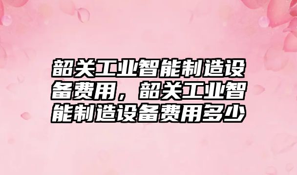韶關(guān)工業(yè)智能制造設備費用，韶關(guān)工業(yè)智能制造設備費用多少