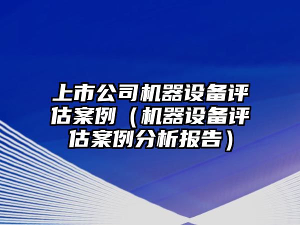 上市公司機器設備評估案例（機器設備評估案例分析報告）