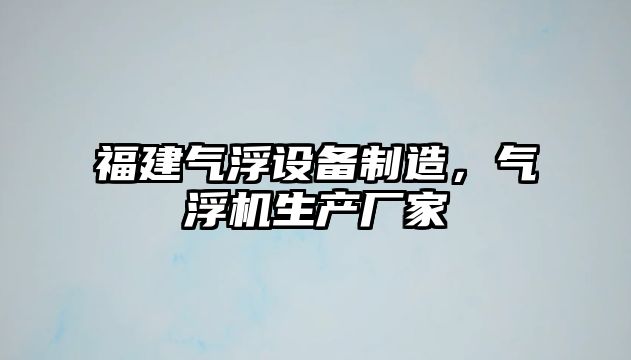 福建氣浮設備制造，氣浮機生產(chǎn)廠(chǎng)家