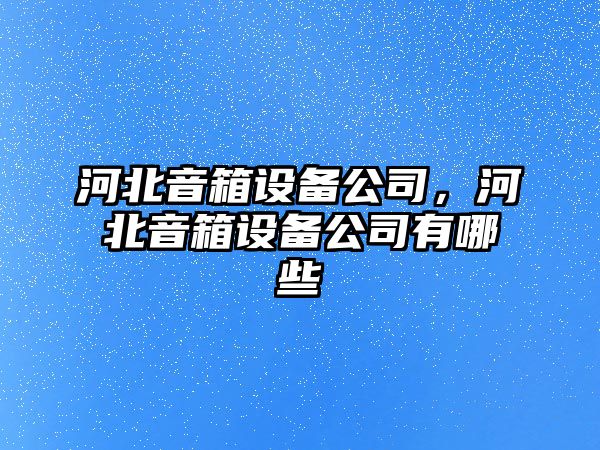 河北音箱設備公司，河北音箱設備公司有哪些