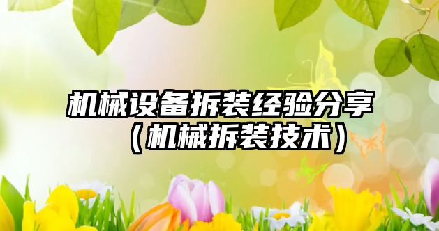 機械設備拆裝經(jīng)驗分享（機械拆裝技術(shù)）