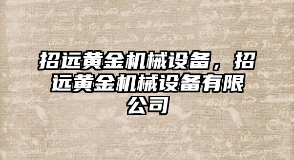 招遠黃金機械設備，招遠黃金機械設備有限公司