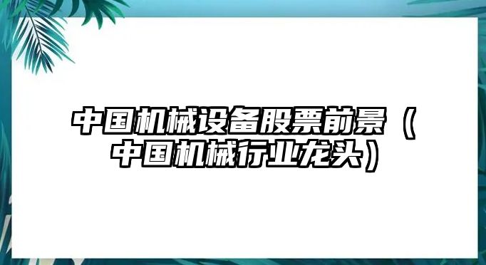 中國機械設備股票前景（中國機械行業(yè)龍頭）