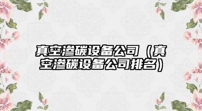 真空滲碳設備公司（真空滲碳設備公司排名）
