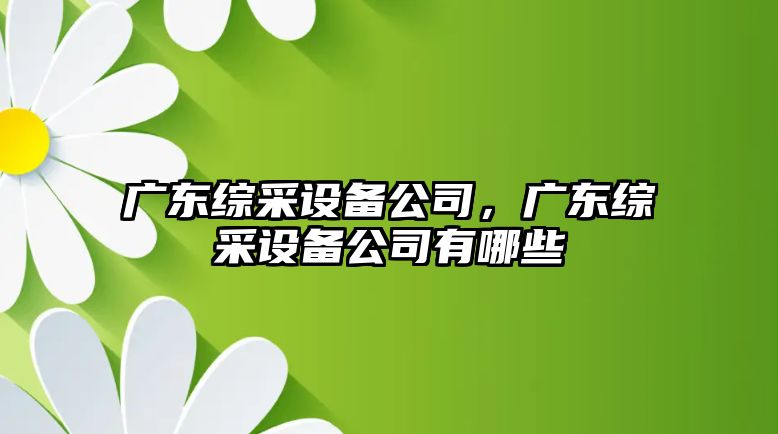 廣東綜采設備公司，廣東綜采設備公司有哪些