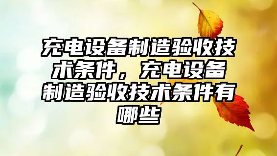 充電設備制造驗收技術(shù)條件，充電設備制造驗收技術(shù)條件有哪些