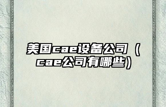 美國cae設備公司（cae公司有哪些）