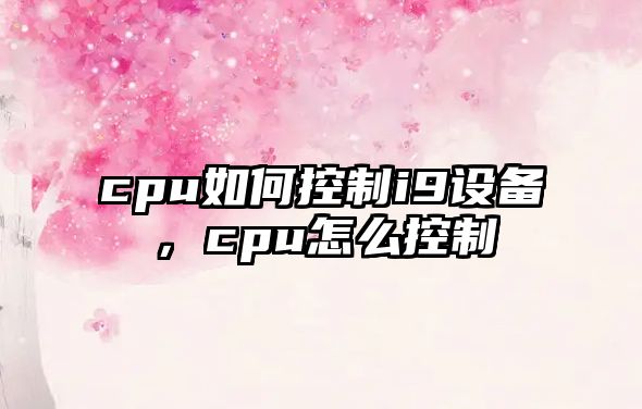 cpu如何控制i9設備，cpu怎么控制