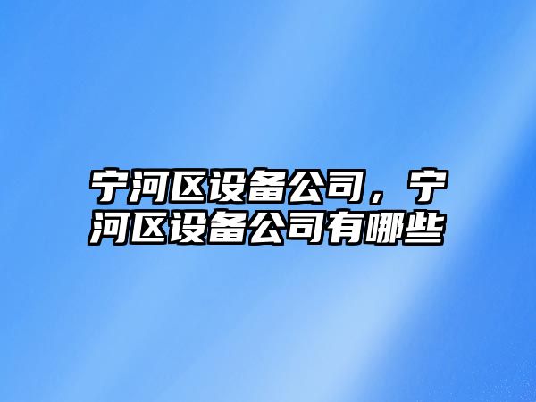 寧河區設備公司，寧河區設備公司有哪些