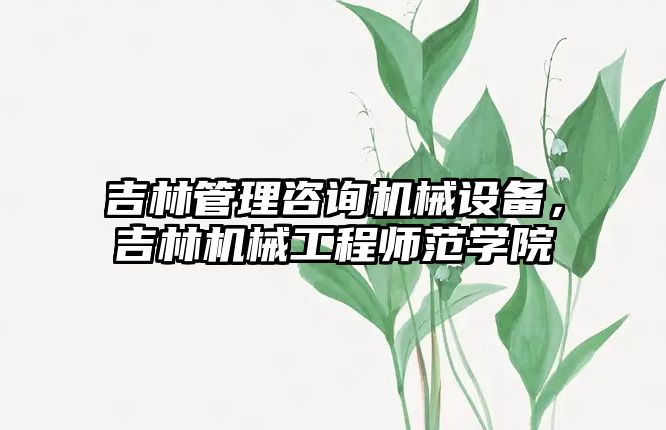 吉林管理咨詢(xún)機械設備，吉林機械工程師范學(xué)院
