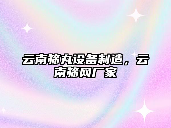 云南篩丸設備制造，云南篩網(wǎng)廠(chǎng)家