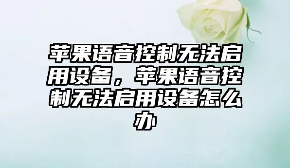 蘋(píng)果語(yǔ)音控制無(wú)法啟用設備，蘋(píng)果語(yǔ)音控制無(wú)法啟用設備怎么辦