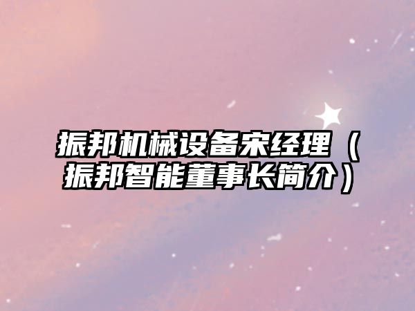 振邦機械設備宋經(jīng)理（振邦智能董事長(cháng)簡(jiǎn)介）