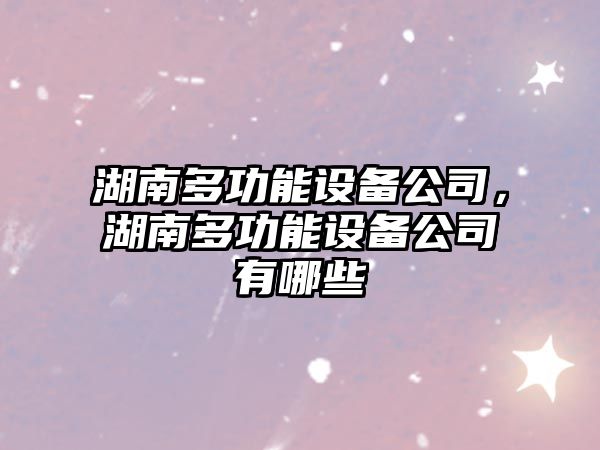 湖南多功能設備公司，湖南多功能設備公司有哪些