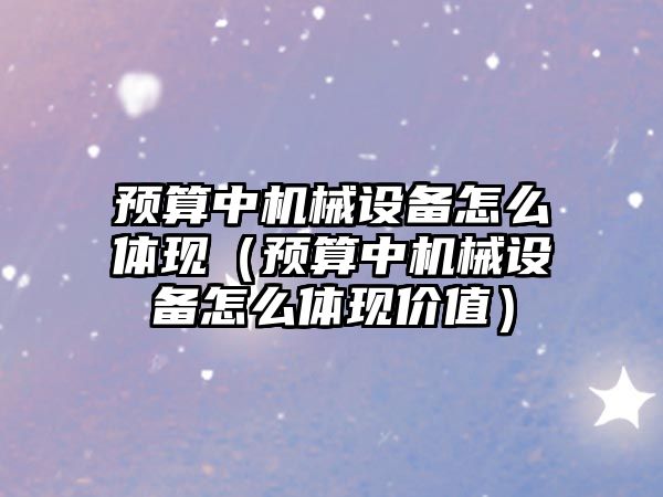 預算中機械設備怎么體現（預算中機械設備怎么體現價(jià)值）