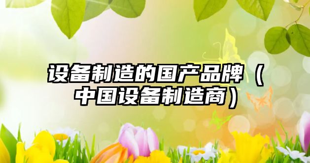 設備制造的國產(chǎn)品牌（中國設備制造商）