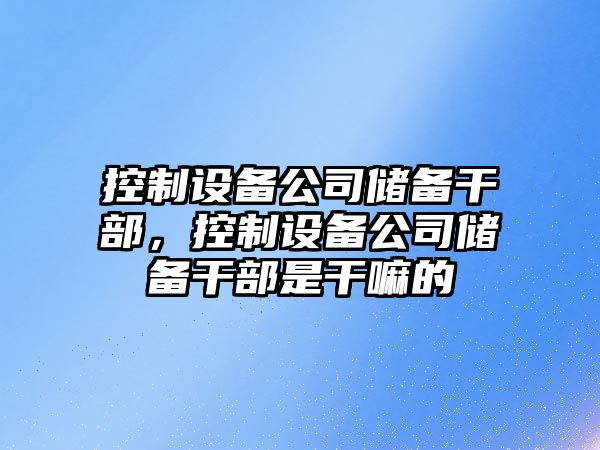 控制設備公司儲備干部，控制設備公司儲備干部是干嘛的