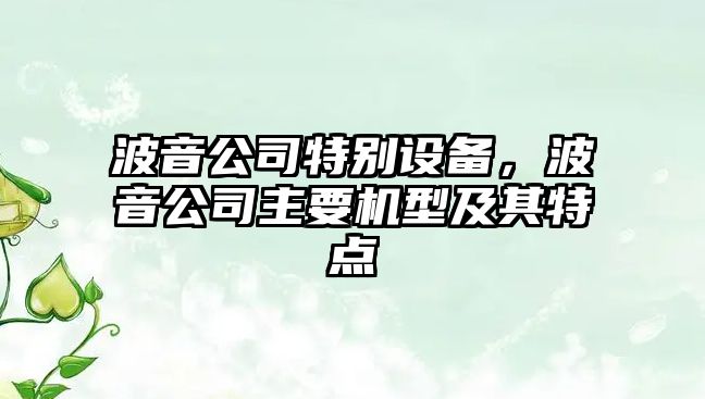 波音公司特別設備，波音公司主要機型及其特點(diǎn)