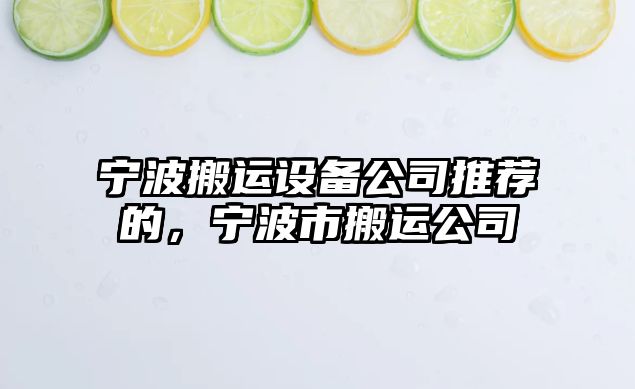 寧波搬運設備公司推薦的，寧波市搬運公司
