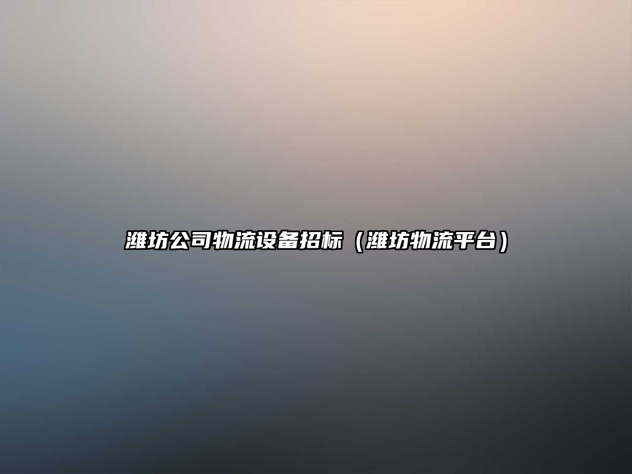 濰坊公司物流設備招標（濰坊物流平臺）