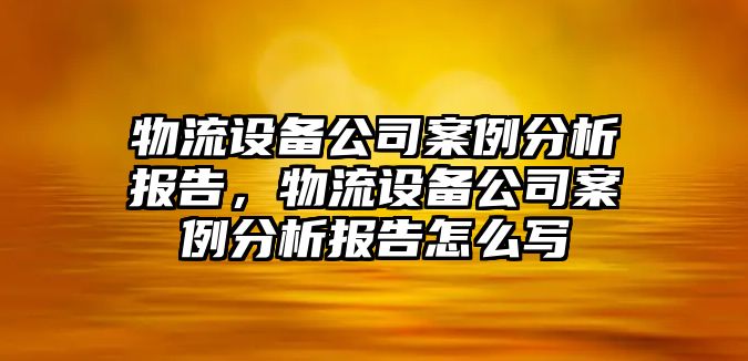 物流設備公司案例分析報告，物流設備公司案例分析報告怎么寫(xiě)