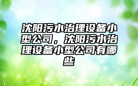 沈陽(yáng)污水治理設備小型公司，沈陽(yáng)污水治理設備小型公司有哪些