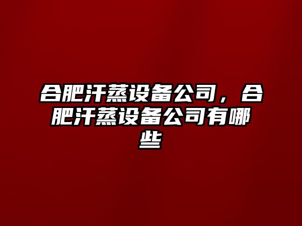 合肥汗蒸設備公司，合肥汗蒸設備公司有哪些
