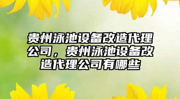 貴州泳池設備改造代理公司，貴州泳池設備改造代理公司有哪些