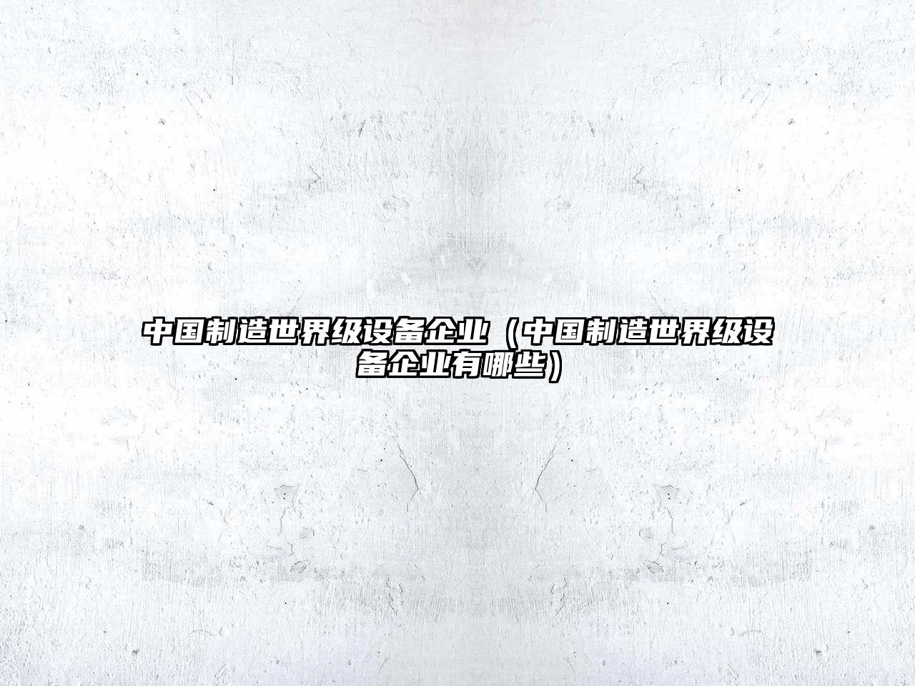 中國制造世界級設備企業(yè)（中國制造世界級設備企業(yè)有哪些）