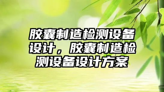 膠囊制造檢測設備設計，膠囊制造檢測設備設計方案