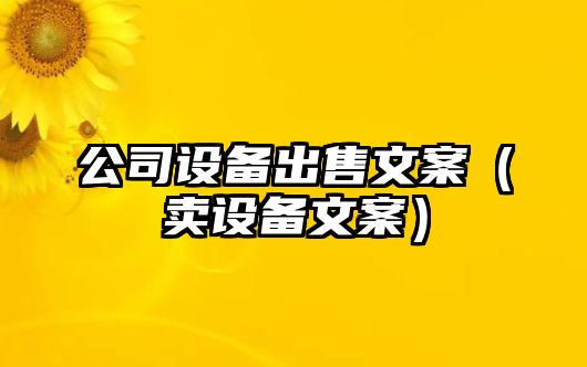 公司設備出售文案（賣(mài)設備文案）