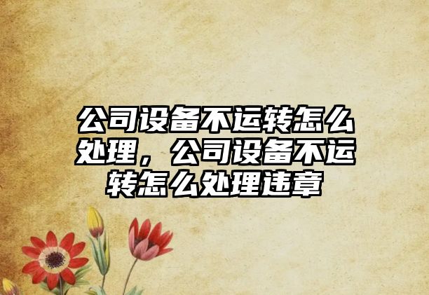 公司設備不運轉怎么處理，公司設備不運轉怎么處理違章