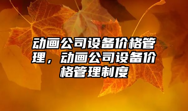 動(dòng)畫(huà)公司設備價(jià)格管理，動(dòng)畫(huà)公司設備價(jià)格管理制度