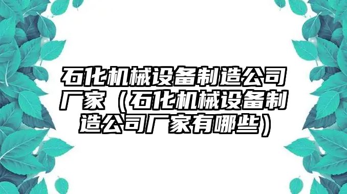 石化機械設備制造公司廠(chǎng)家（石化機械設備制造公司廠(chǎng)家有哪些）