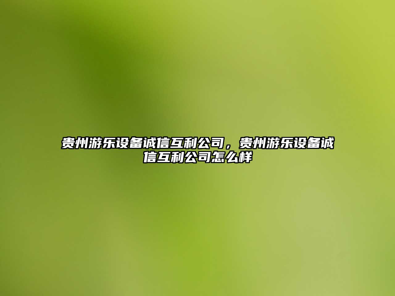 貴州游樂(lè )設備誠信互利公司，貴州游樂(lè )設備誠信互利公司怎么樣