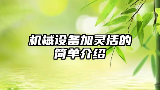 機械設備加靈活的簡(jiǎn)單介紹