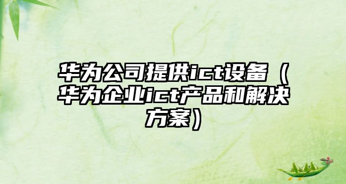 華為公司提供ict設備（華為企業(yè)ict產(chǎn)品和解決方案）