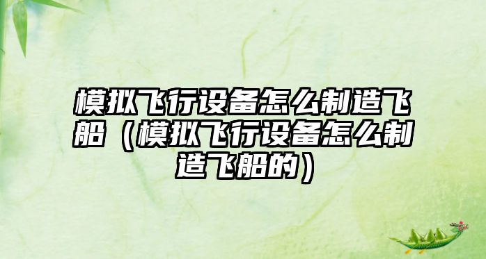 模擬飛行設備怎么制造飛船（模擬飛行設備怎么制造飛船的）