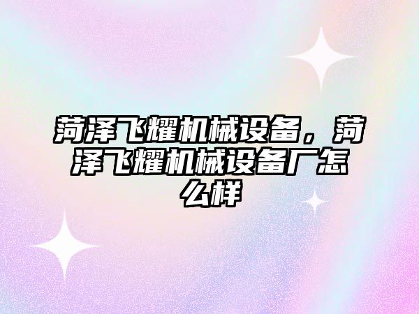 菏澤飛耀機械設備，菏澤飛耀機械設備廠(chǎng)怎么樣