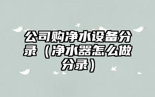 公司購凈水設備分錄（凈水器怎么做分錄）